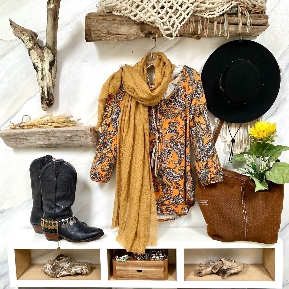 BOHO paisley peasant blouse with hippy /Western/ country Gypsy  vibe
